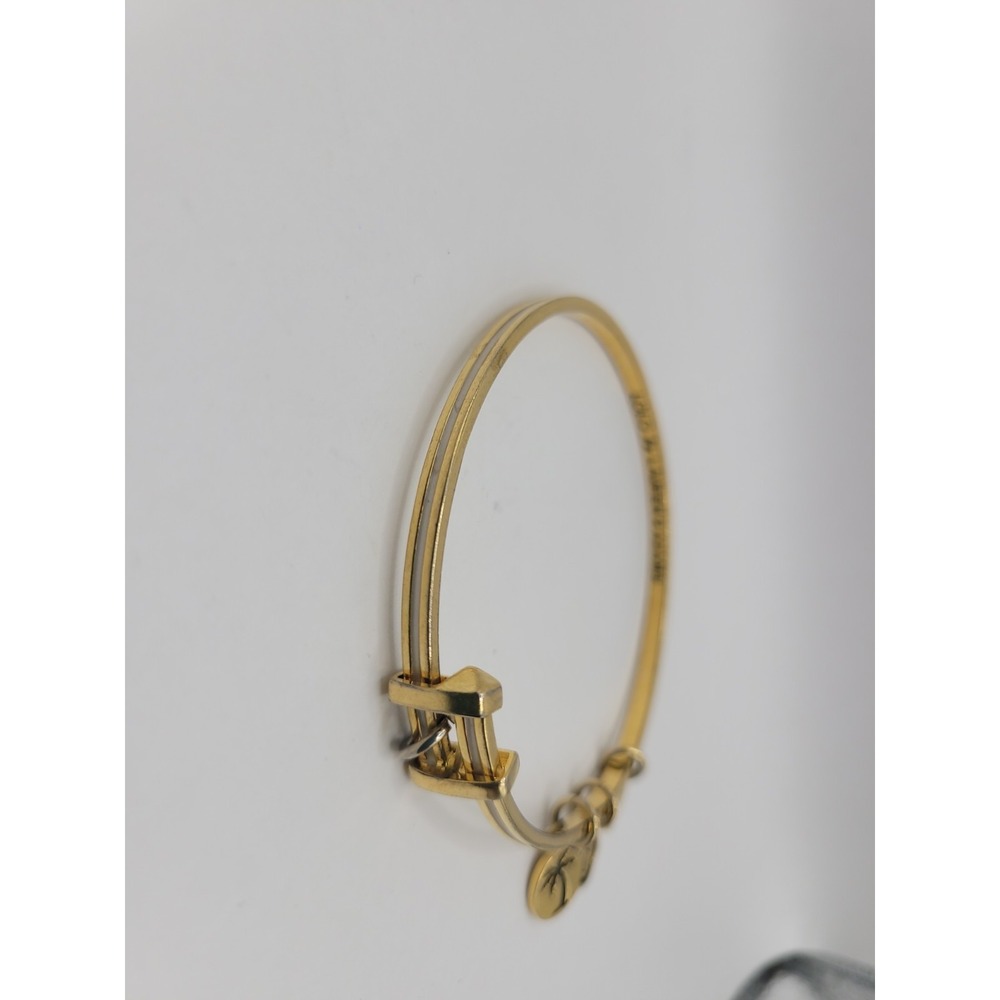 LOLO By Lauren G Adams Gold Tone Charm Bangle Bracelet Heart Flower Adjustable